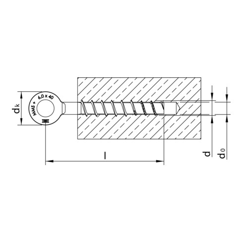 MULTI-MONTI-plus R 6,0 x 40, ancre à oeillet, embout de vissage, A2K, 200 pcs. (MMS-plus-R-6,0x40)