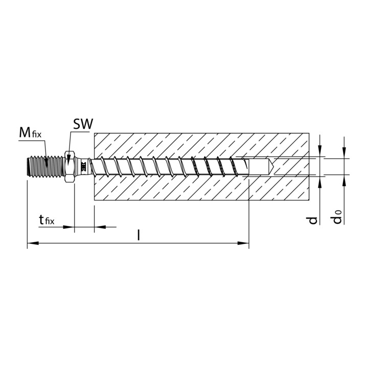 MULTI-MONTI-plus ST 6,0 x 65, goujon, tête hexagonale, A2K, 50 pcs. (MMS-plus-ST-ETM6-6,0x65)