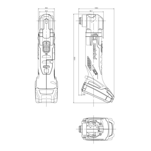 Multi-outil à batterie Metabo MT 18 LTX Mallette plastique compacte ; 18V 2x2Ah Li-Ion + ASC 55