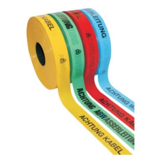 Multicoll Ruban de signalisation pour chemins de câbles L250 m I40 mm, inscription Attention câble