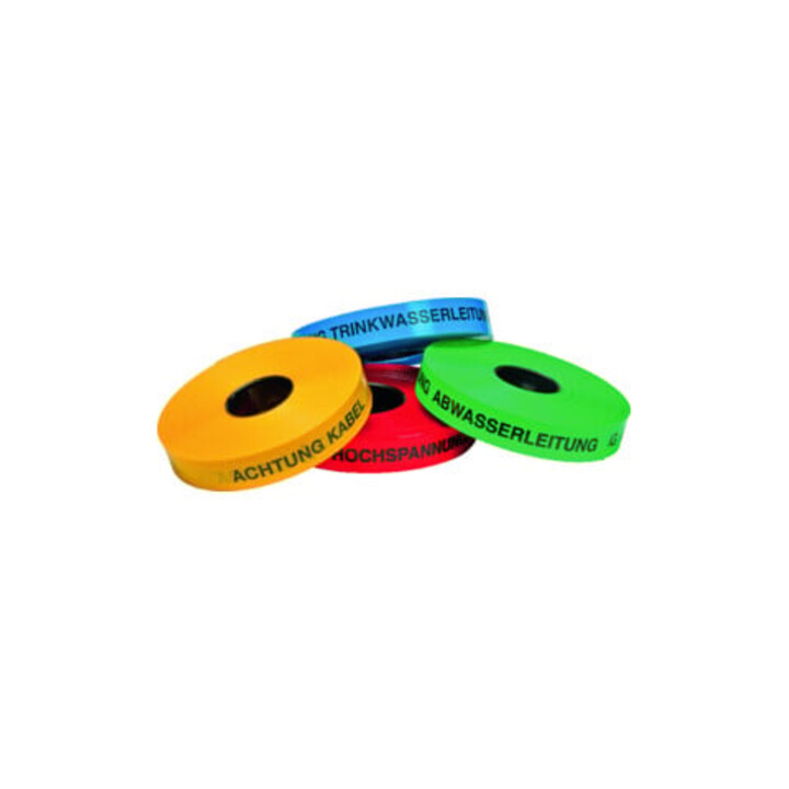 Multicoll Ruban de signalisation pour chemins de câbles L250 m I40 mm, inscription Attention câble