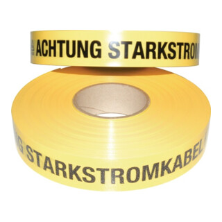 Multicoll Trassenwarnband L.250 m B.40mm Aufdruck Achtung Starkstromkabel