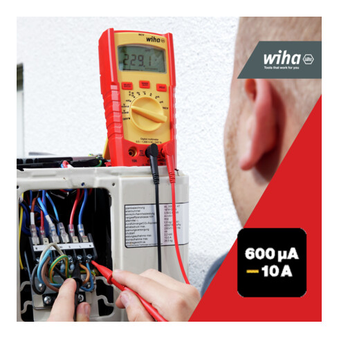 Multimètre numérique Wiha jusqu'à 1 000 V CA, CAT IV 2 piles AAA incluses