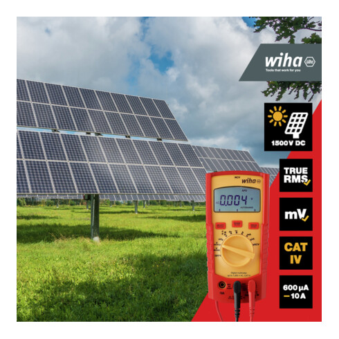 Multimètre numérique Wiha jusqu'à 1 000 V CA, CAT IV 2 piles AAA incluses