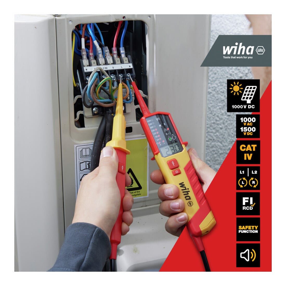 Multimètre numérique Wiha jusqu'à 600 V CA, CAT IV 2 piles AAA incluses