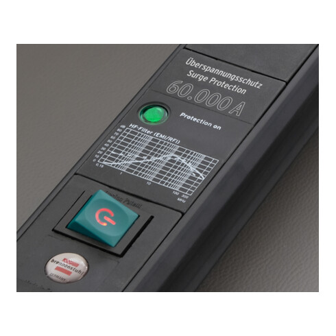 Multiprise de protection contre les surtensions Brennenstuhl Premium-Line 60.000A avec fonction de charge USB 6 prises noir 3m H05VV-F3G1,5