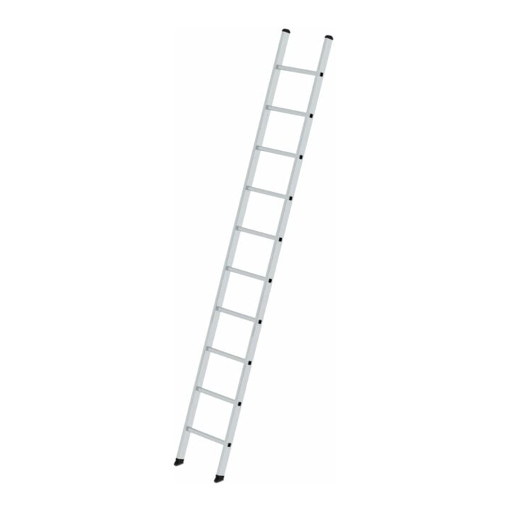 Set Günzburger Steigtechnik Anlegeleiter 10 Sprossen Alu.Leiterlänge 3000mm + Stufenmodul MaxxStep Länge 276 mm