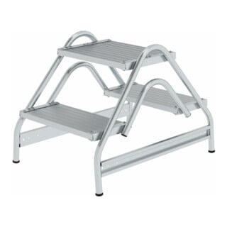 MUNK Aluminium-Arbeitspodest beidseitig begehbar: Aluminium geriffelt