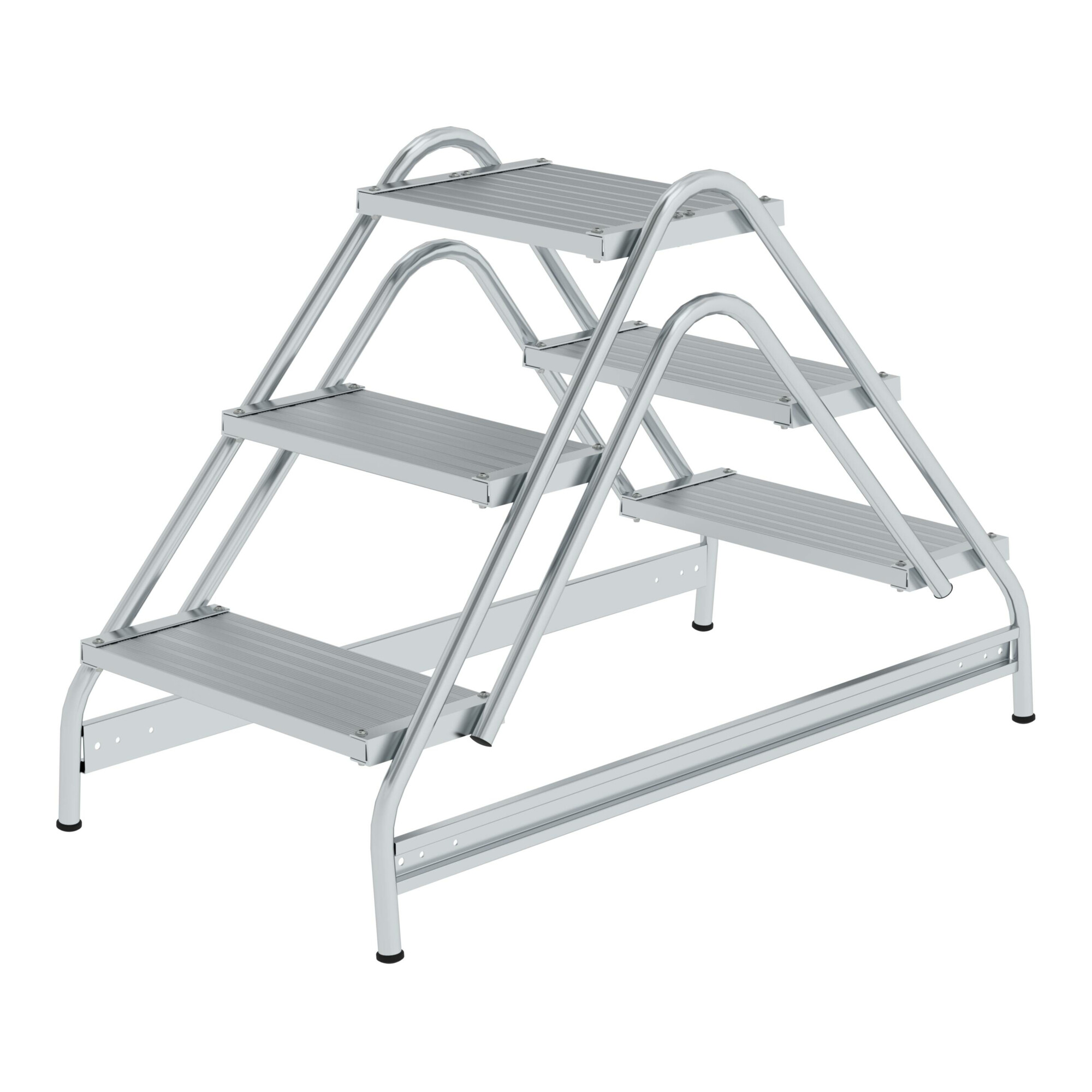 MUNK Aluminium-Arbeitspodest beidseitig begehbar Aluminium 2 x 3 Stufen
