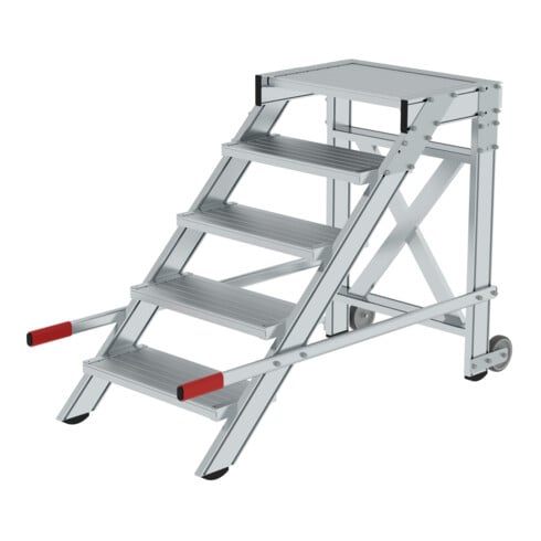 MUNK Aluminium-Arbeitspodest fahrbar Aluminium Stufenbreite 600 mm 5 Stufen