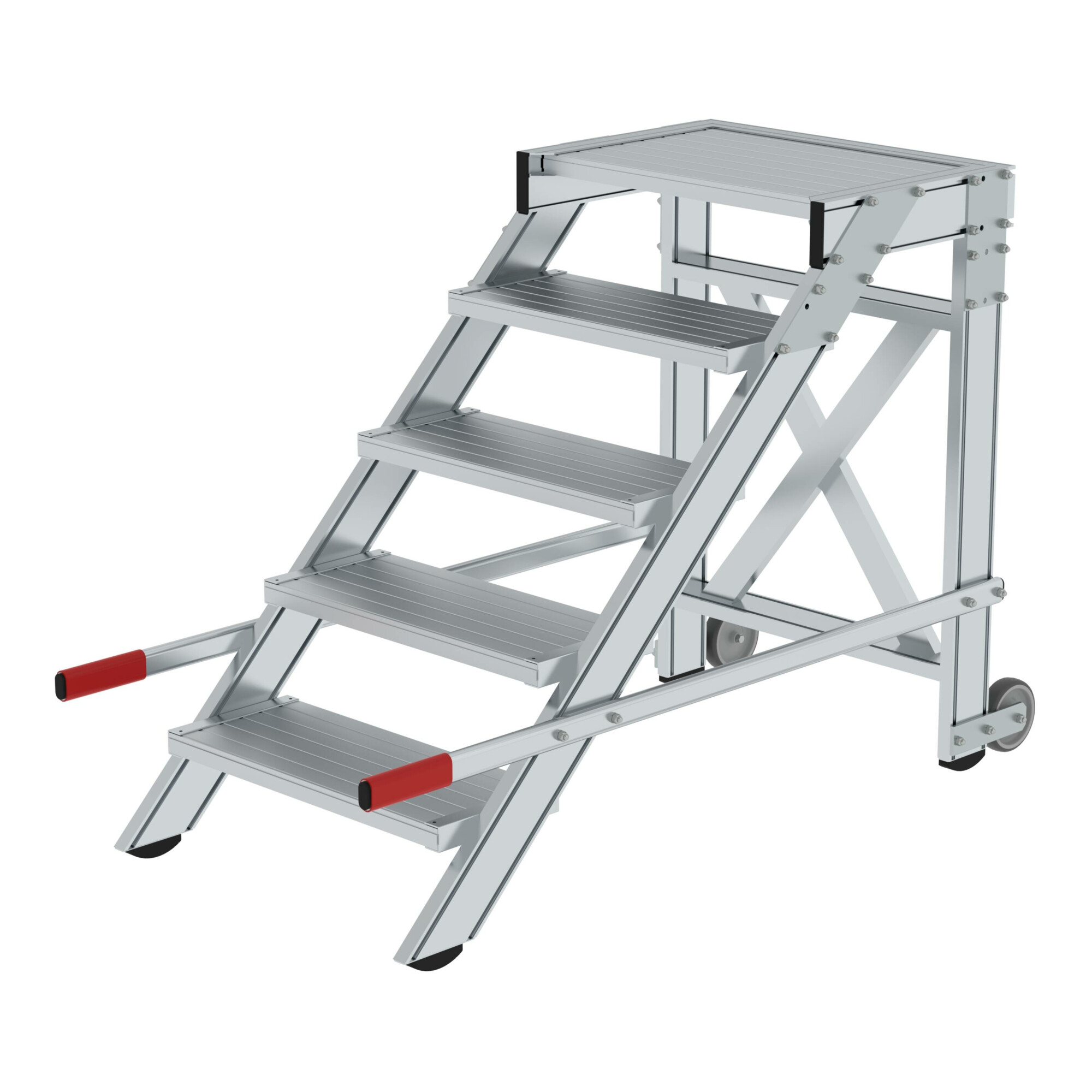 MUNK Aluminium-Arbeitspodest fahrbar Aluminium Stufenbreite 600 mm 5 Stufen