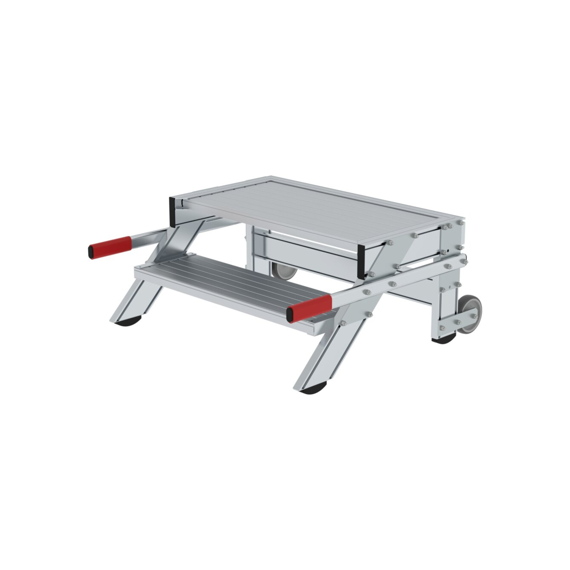 MUNK Aluminium-Arbeitspodest fahrbar Aluminium Stufenbreite 800 mm 2 Stufen