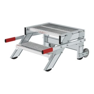 MUNK Aluminium-Arbeitspodest fahrbar: Stahl-Gitterrost