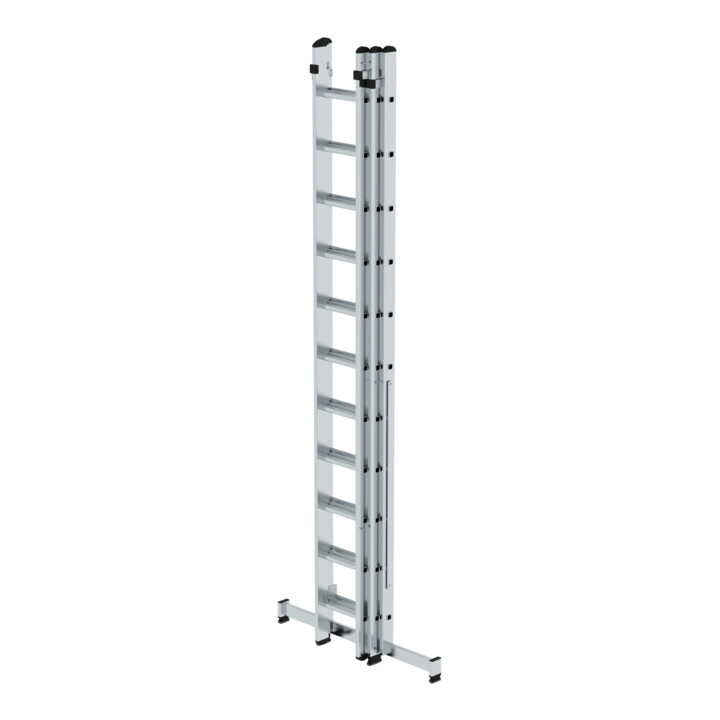 MUNK Aluminium-Mehrzweckleiter 3-teilig nivello®-Traverse 3 x 11 Sprossen