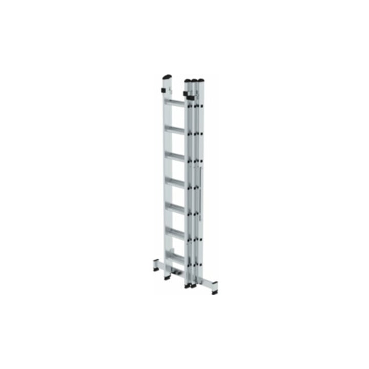 MUNK Aluminium-Mehrzweckleiter 3-teilig nivello®-Traverse 3 x 7 Sprossen