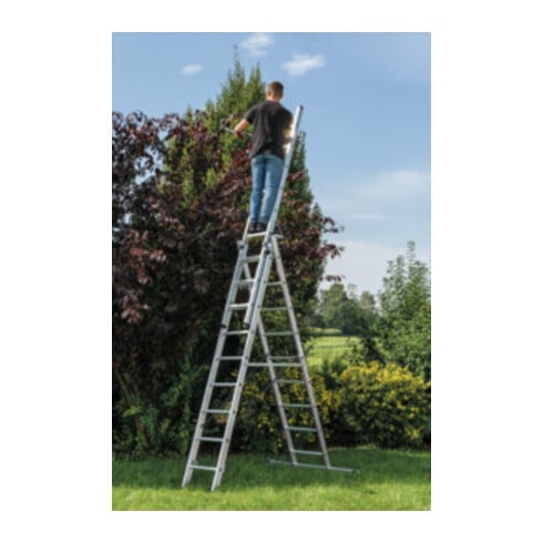 MUNK Aluminium-Mehrzweckleiter dreiteilig mit nivello ® -Traverse