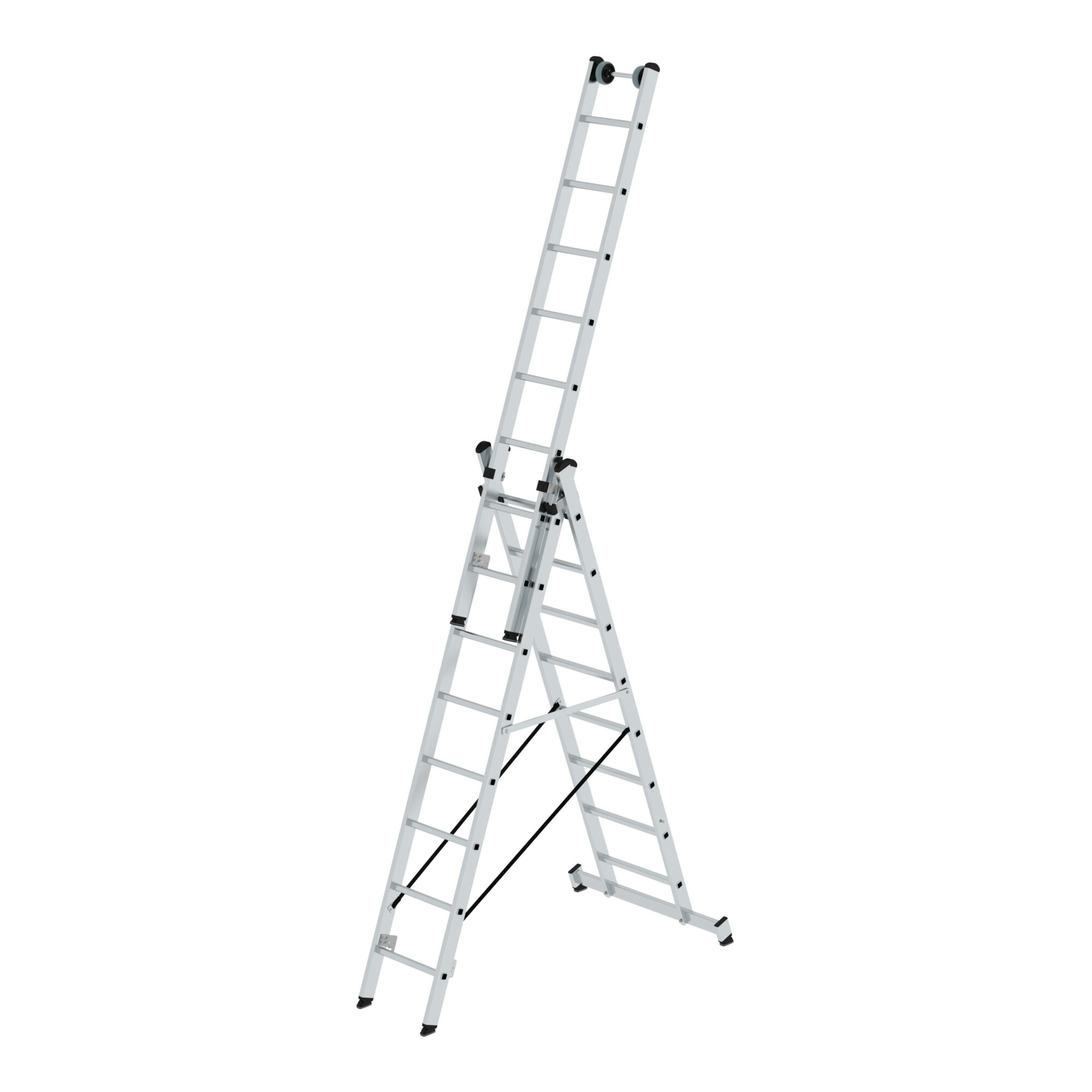 MUNK Aluminium-Mehrzweckleiter 3-teilig nivello -Traverse 3 x 8 Sprossen
