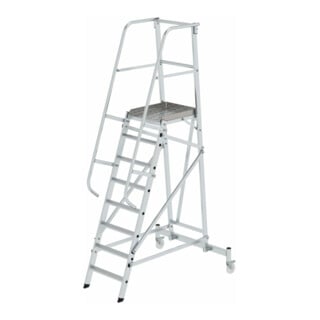 MUNK Aluminium-Plattformleiter einseitig begehbar, fahrbar