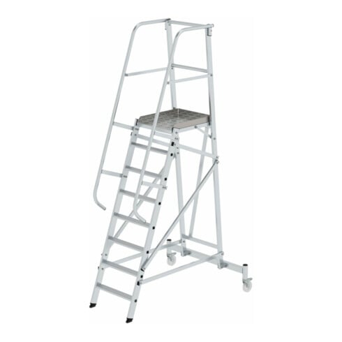 MUNK Aluminium-Plattformleiter einseitig begehbar, fahrbar