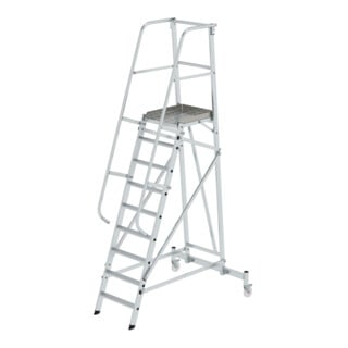 MUNK Aluminium-Plattformleiter einseitig begehbar, fahrbar