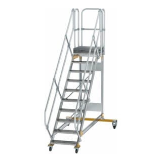 MUNK Aluminium-Plattformtreppe fahrbar 45° 10 Stufen