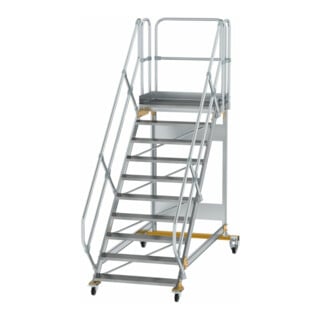 MUNK Aluminium-Plattformtreppe fahrbar 45° 10 Stufen
