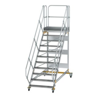 MUNK Aluminium-Plattformtreppe fahrbar 45° 11 Stufen
