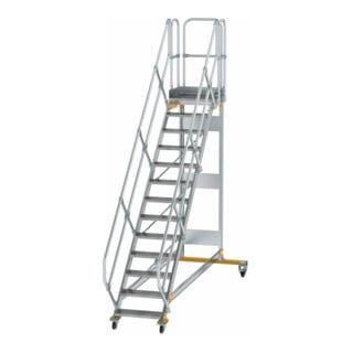 MUNK Aluminium-Plattformtreppe fahrbar 45° 13 Stufen