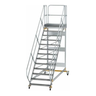 MUNK Aluminium-Plattformtreppe fahrbar 45° 13 Stufen