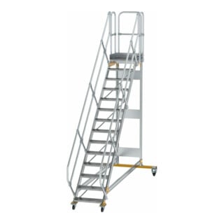 MUNK Aluminium-Plattformtreppe fahrbar 45° 14 Stufen