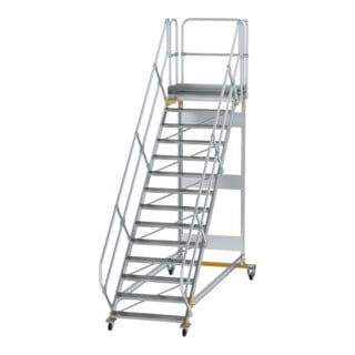 MUNK Aluminium-Plattformtreppe fahrbar 45° 14 Stufen