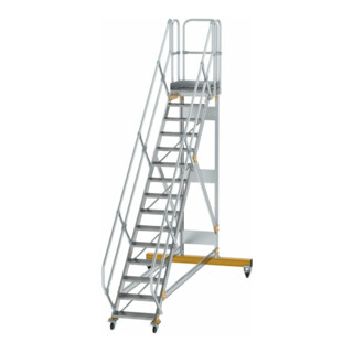 MUNK Aluminium-Plattformtreppe fahrbar 45° 15 Stufen