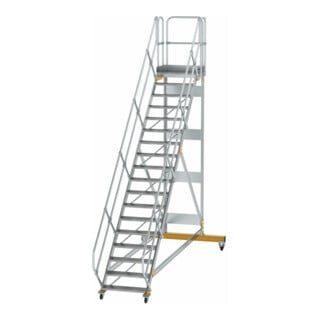 MUNK Aluminium-Plattformtreppe fahrbar 45° 18 Stufen