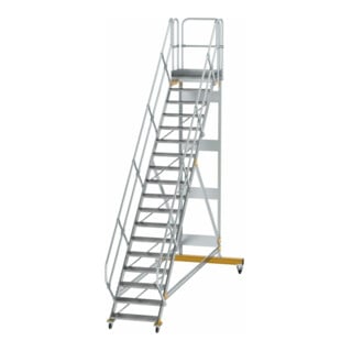 MUNK Aluminium-Plattformtreppe fahrbar 45° 19 Stufen