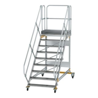 MUNK Aluminium-Plattformtreppe fahrbar 45° 9 Stufen