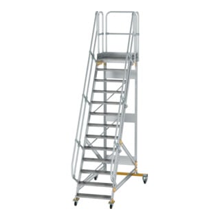 MUNK Aluminium-Plattformtreppe fahrbar 60° 13 Stufen