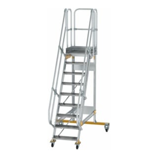 MUNK Aluminium-Plattformtreppe fahrbar 60° 9 Stufen