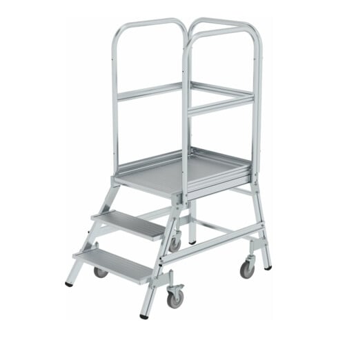 MUNK Aluminium-Podestleiter einseitig begehbar: Aluminium geriffelt