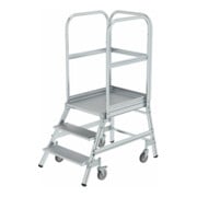 MUNK Aluminium-Podestleiter einseitig begehbar: Aluminium geriffelt