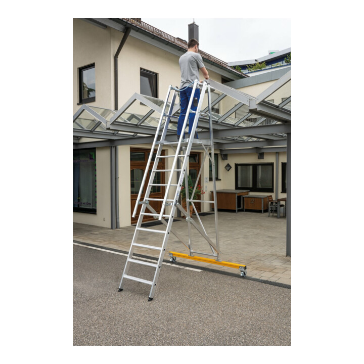 MUNK Aluminium-Podestleiter fahrbar klappbar 10 Stufen