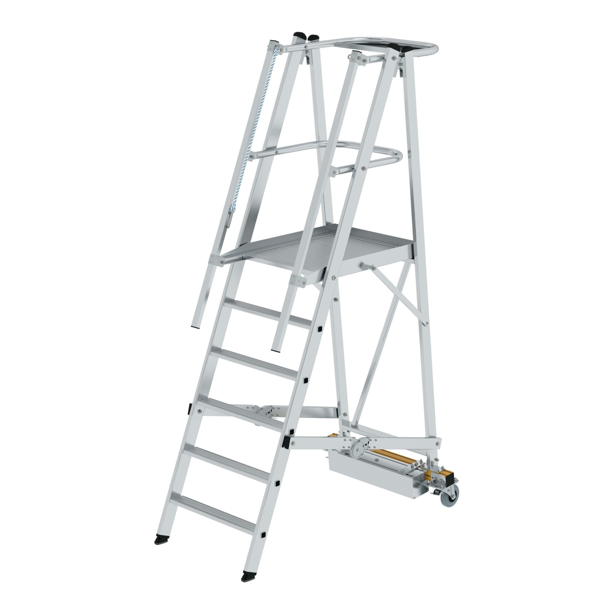 MUNK Aluminium-Podestleiter fahrbar klappbar schmaler Quertraverse 6 Stufen