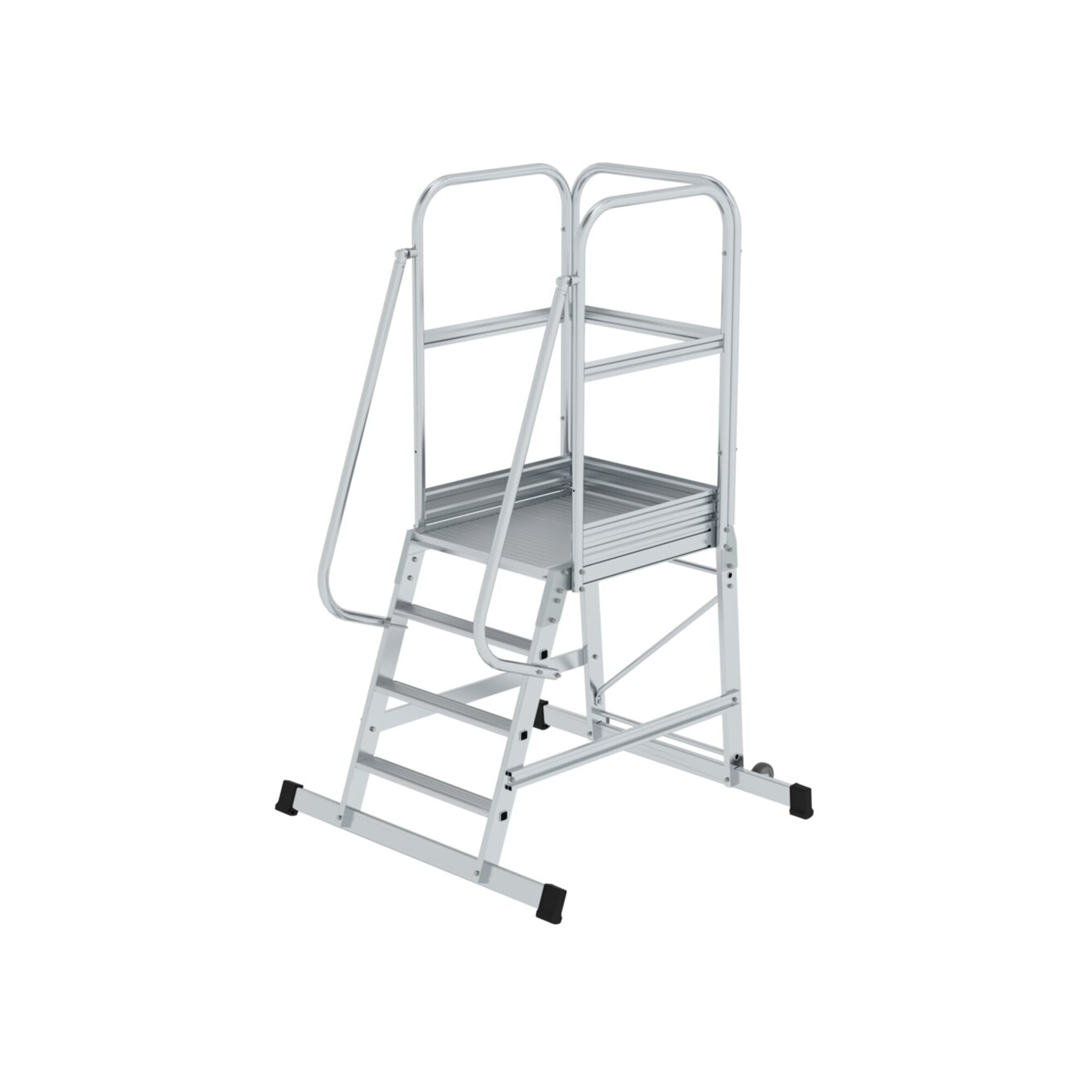 MUNK Aluminium-Podesttreppe einseitig begehbar fahrbar 4 Stufen