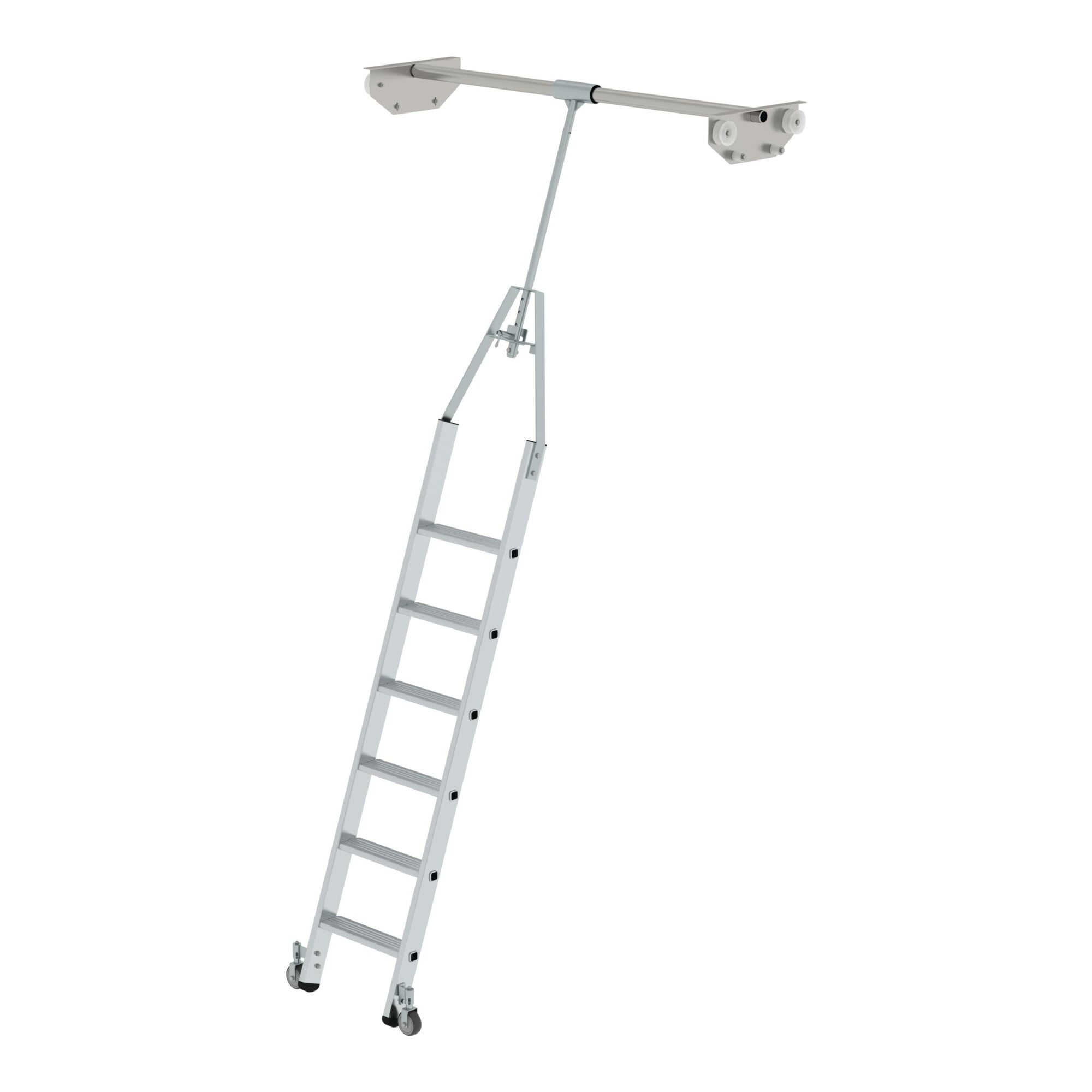 MUNK Aluminium-Regalleiter für Doppelregal drehbar 6 Stufen