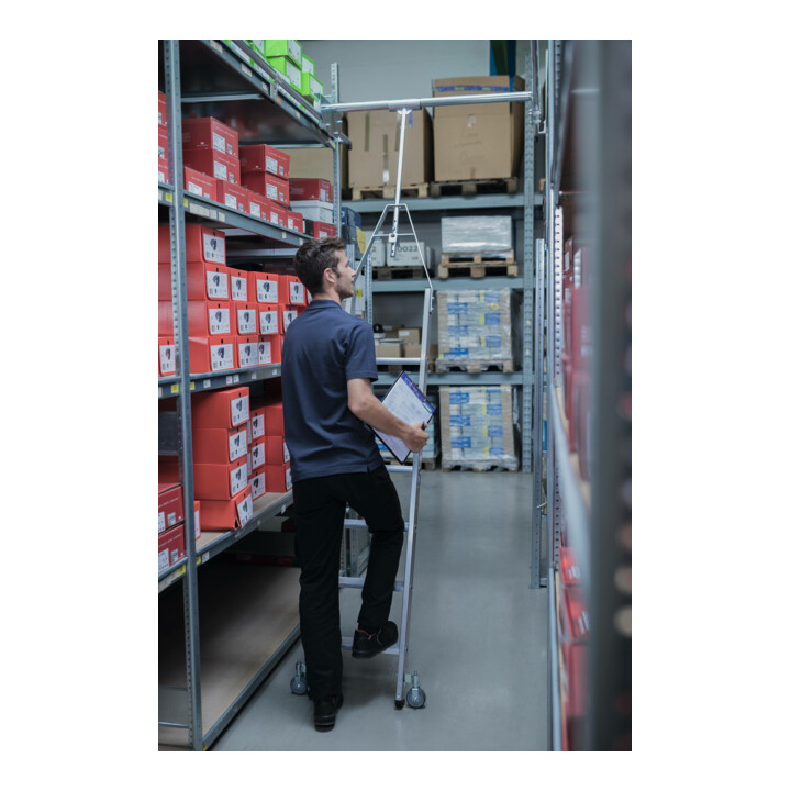 MUNK Aluminium-Regalleiter für Doppelregal drehbar 7 Stufen