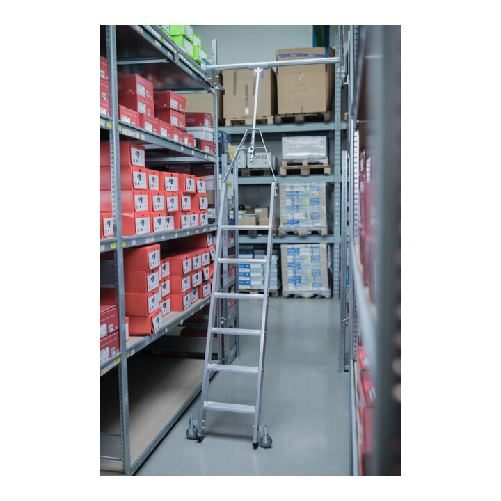 MUNK Aluminium-Regalleiter für Doppelregal drehbar 7 Stufen