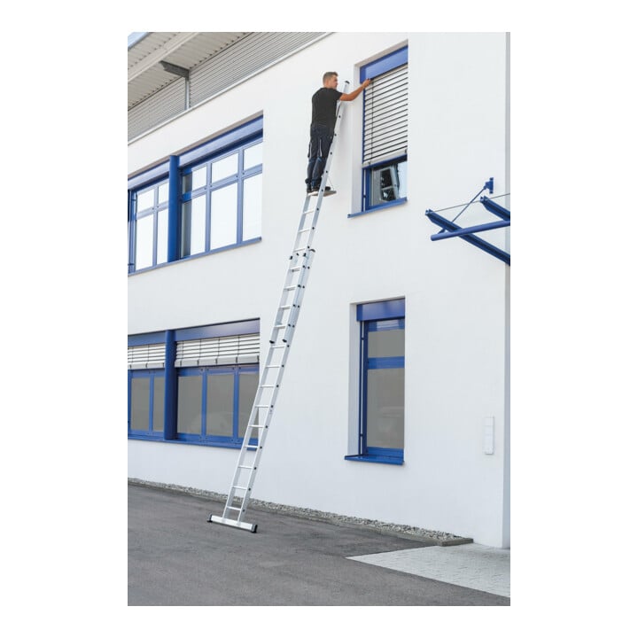 MUNK Aluminium-Schiebeleiter 2-teilig mit Standard-Traverse 2x9 Sprossen