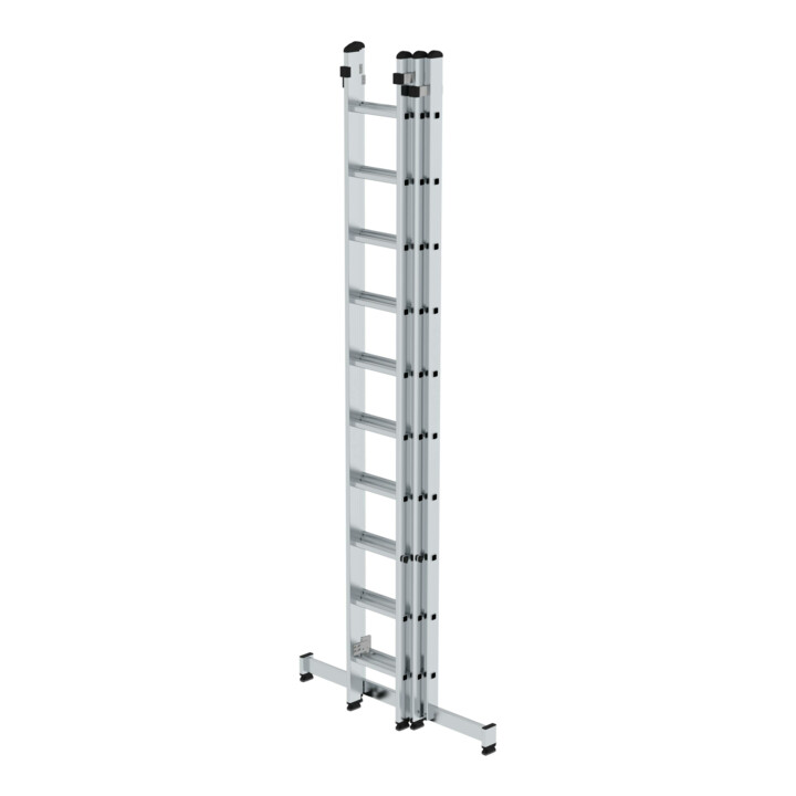MUNK Aluminium-Schiebeleiter 3-teilig nivello®-Traverse 3 x 10 Sprossen