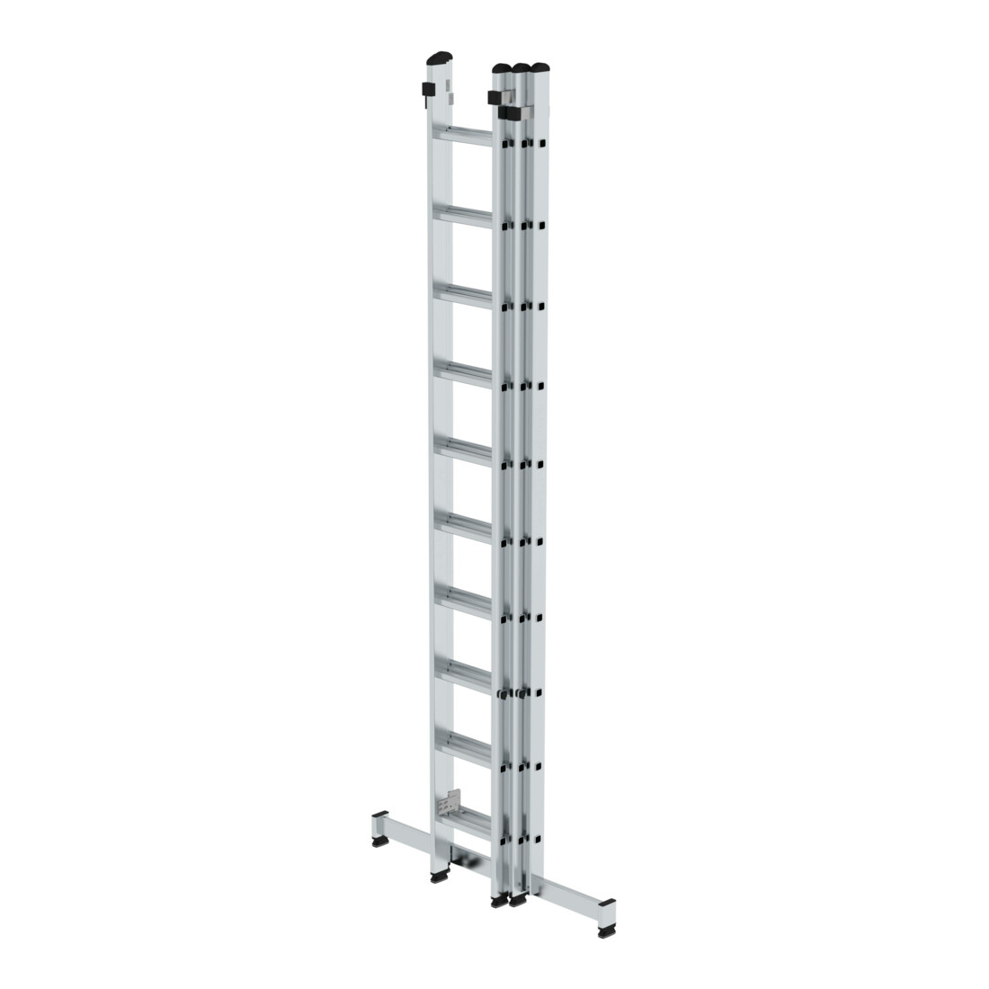 MUNK Aluminium-Schiebeleiter 3-teilig nivello®-Traverse 3 x 10 Sprossen
