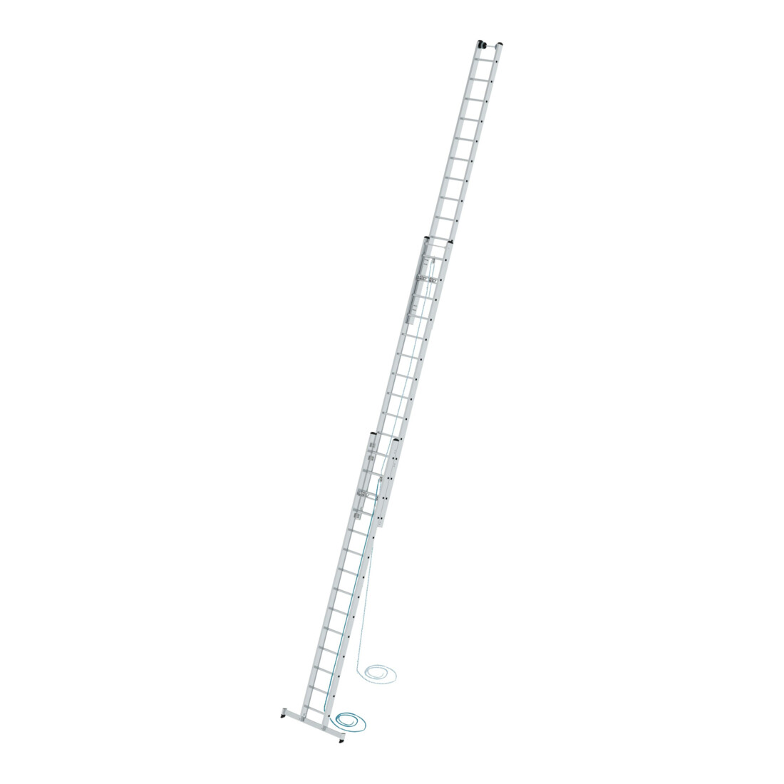MUNK Aluminium-Seilzugleiter 3-teilig nivello®-Traverse 3 x 14 Sprossen
