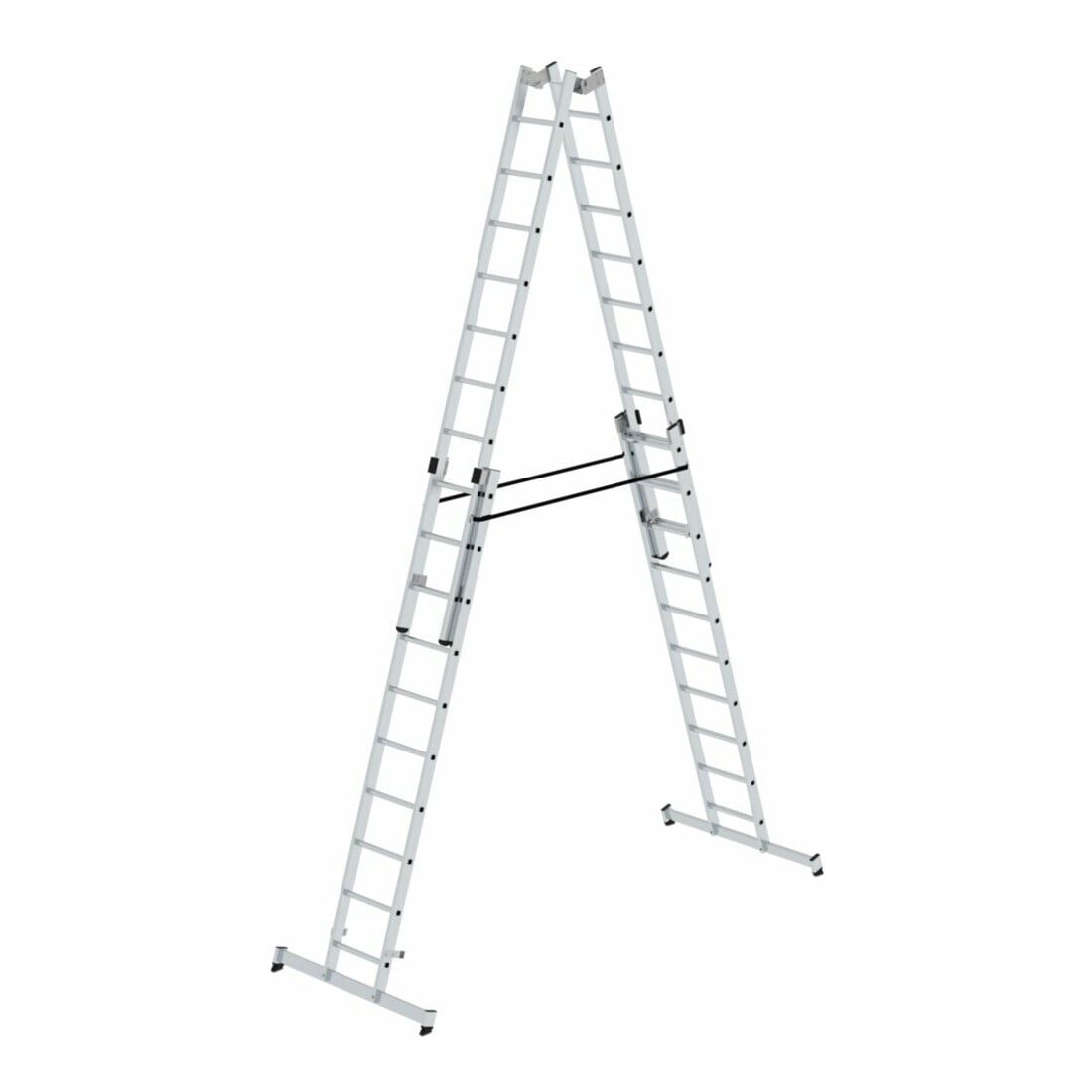 MUNK Aluminium-Stehleiter 4-teilig nivello®-Traverse 4 x 10 Sprossen